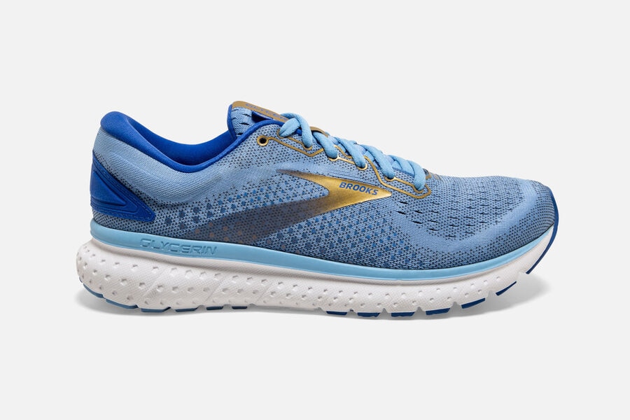 Brooks Glycerin 18 Road Loopschoenen Dames - Blauw/Goud - 602491KEC